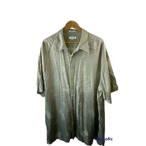 Pierre Cardin Men's Short Sleeve Button Up Tan Tree Print Shirt 3XLT 100%Rayon